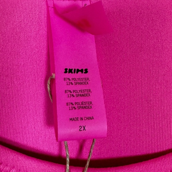SKIMS Sport Swim Cropped Tank Top Hot Pink Sleeveless Activewear 2X - Picture 6 of 6